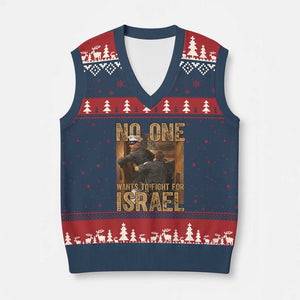 No One Wants To Fight For Israel V-Neck Knit Sweater Vest America First Veteran Message Anti War TS02 Navy Red Print Your Wear