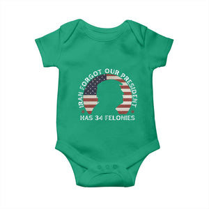 Iran Forgot Our President Has 34 Felonies Baby Onesie Funny Political Satire Patriotic TS02 Irish Green Print Your Wear