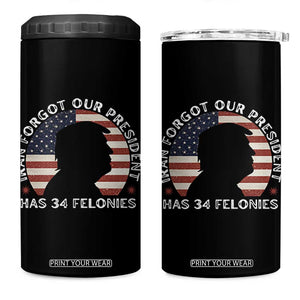 Iran Forgot Our President Has 34 Felonies 4 in 1 Can Cooler Tumbler Funny Political Satire Patriotic TS02 One Size: 16 oz Black Print Your Wear