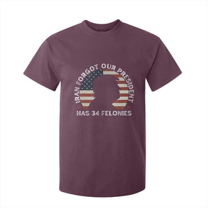 Iran Forgot Our President Has 34 Felonies T Shirt For Kid Funny Political Satire Patriotic TS02 Maroon Print Your Wear