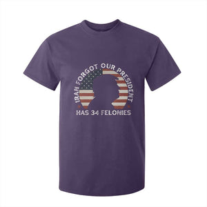 Iran Forgot Our President Has 34 Felonies T Shirt For Kid Funny Political Satire Patriotic TS02 Purple Print Your Wear