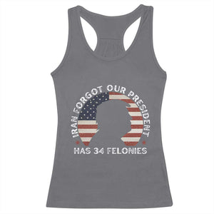 Iran Forgot Our President Has 34 Felonies Racerback Tank Top Funny Political Satire Patriotic TS02 Charcoal Print Your Wear