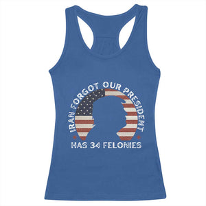 Iran Forgot Our President Has 34 Felonies Racerback Tank Top Funny Political Satire Patriotic TS02 Royal Blue Print Your Wear