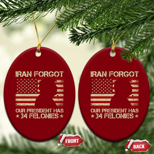 Iran Forgot Our President Has 34 Felonies Ceramic Ornament Funny Political Satire Patriotic Flag TS02 Print Your Wear