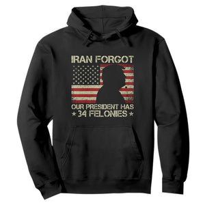 Iran Forgot Our President Has 34 Felonies Hoodie - Funny Political Satire Patriotic Flag TS02 Black Print Your Wear