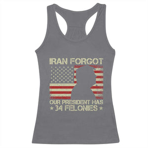 Iran Forgot Our President Has 34 Felonies Racerback Tank Top Funny Political Satire Patriotic Flag TS02 Charcoal Print Your Wear