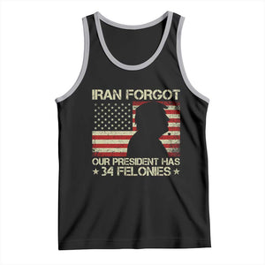 Iran Forgot Our President Has 34 Felonies Tank Top Funny Political Satire Patriotic Flag TS02 Black Athletic Heather Print Your Wear