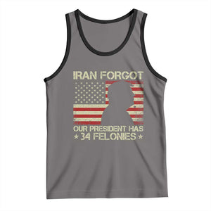 Iran Forgot Our President Has 34 Felonies Tank Top Funny Political Satire Patriotic Flag TS02 Deep Heather Black Print Your Wear