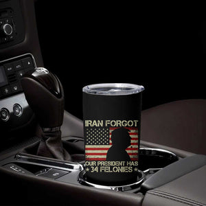 Iran Forgot Our President Has 34 Felonies Tumbler Cup Funny Political Satire Patriotic Flag TS02 Print Your Wear