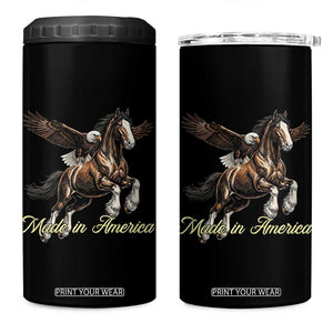 Made in America Patriotic Eagle and Horse 4 in 1 Can Cooler Tumbler Strong American Pride Western Style TS02 One Size: 16 oz Black Print Your Wear