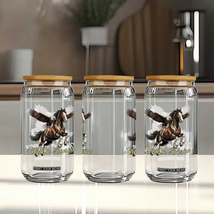 Made in America Patriotic Eagle and Horse Glass Can Strong American Pride Western Style TS02 Print Your Wear