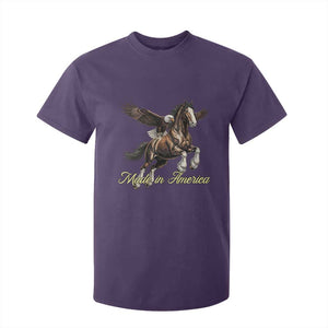 Made in America Patriotic Eagle and Horse T Shirt For Kid Strong American Pride Western Style TS02 Purple Print Your Wear