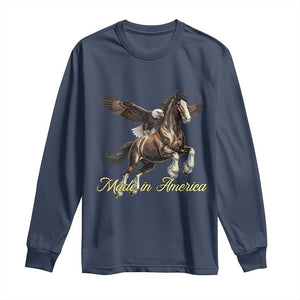 Made in America Patriotic Eagle and Horse Long Sleeve Shirt Strong American Pride Western Style TS02 Navy Print Your Wear