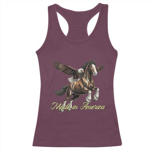 Made in America Patriotic Eagle and Horse Racerback Tank Top Strong American Pride Western Style TS02 Maroon Print Your Wear