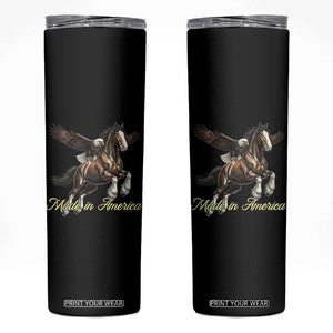 Made in America Patriotic Eagle and Horse Skinny Tumbler Strong American Pride Western Style TS02 Black Print Your Wear