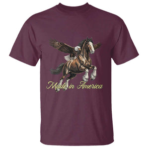 Made in America Patriotic Eagle and Horse T Shirt Strong American Pride Western Style TS02 Maroon Print Your Wear