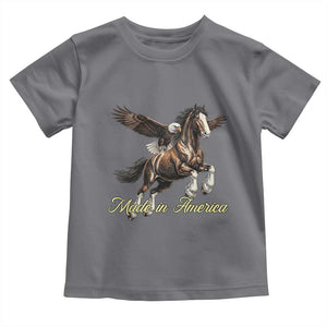 Made in America Patriotic Eagle and Horse Toddler T Shirt Strong American Pride Western Style TS02 Charcoal Print Your Wear
