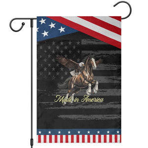 Made in America Patriotic Eagle and Horse Garden Flag Strong American Pride Western Style TS02 Distressed Black Blue Print Your Wear