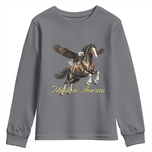 Made in America Patriotic Eagle and Horse Youth Sweatshirt Strong American Pride Western Style TS02 Charcoal Print Your Wear
