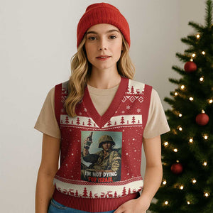 I’m Not Dying For Israel America First Veteran V-Neck Knit Sweater Vest Anti Foreign War Military Statement TS02 Red Beige Print Your Wear