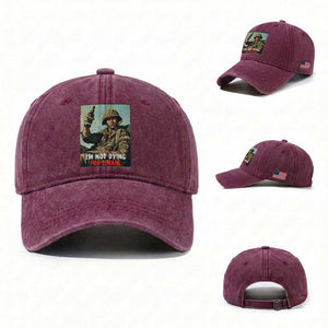 I’m Not Dying For Israel America First Veteran Washed Cotton Baseball Cap Anti Foreign War Military Statement TS02 Washed Cap Universal Fit Burgundy Print Your Wear