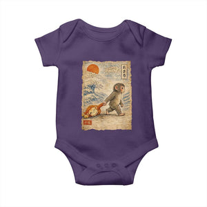 Baby Punch the Monkey Japanese Style Graphic Baby Onesie Dragging Plush Toy Vintage Art Gift TS02 Purple Print Your Wear