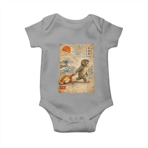 Baby Punch the Monkey Japanese Style Graphic Baby Onesie Dragging Plush Toy Vintage Art Gift TS02 Sport Gray Print Your Wear