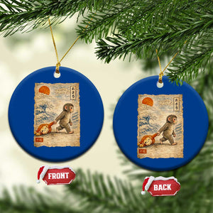 Baby Punch the Monkey Japanese Style Graphic Ceramic Ornament Dragging Plush Toy Vintage Art Gift TS02 1pc Blue Print Your Wear