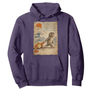 Baby Punch the Monkey Japanese Style Graphic Hoodie Dragging Plush Toy Vintage Art Gift TS02 Purple Print Your Wear