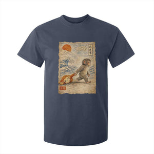 Baby Punch the Monkey Japanese Style Graphic T Shirt For Kid Dragging Plush Toy Vintage Art Gift TS02 Navy Print Your Wear