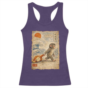 Baby Punch the Monkey Japanese Style Graphic Racerback Tank Top Dragging Plush Toy Vintage Art Gift TS02 Purple Print Your Wear