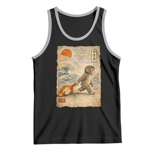Baby Punch the Monkey Japanese Style Graphic Tank Top Dragging Plush Toy Vintage Art Gift TS02 Black Athletic Heather Print Your Wear