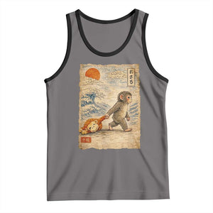 Baby Punch the Monkey Japanese Style Graphic Tank Top Dragging Plush Toy Vintage Art Gift TS02 Deep Heather Black Print Your Wear