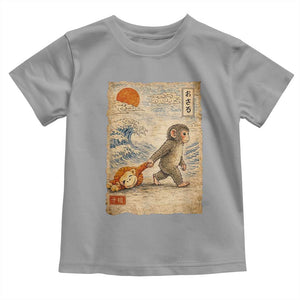 Baby Punch the Monkey Japanese Style Graphic Toddler T Shirt Dragging Plush Toy Vintage Art Gift TS02 Sport Gray Print Your Wear