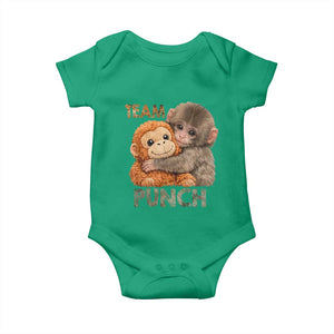 Team Punch Viral Baby Monkey Baby Onesie Cute Monkey Hugging Plush Toy Internet Trend Gift TS02 Irish Green Print Your Wear
