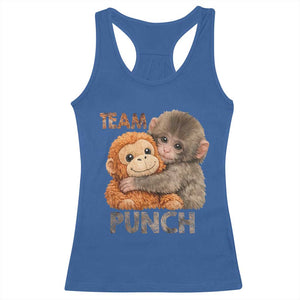Team Punch Viral Baby Monkey Racerback Tank Top Cute Monkey Hugging Plush Toy Internet Trend Gift TS02 Royal Blue Print Your Wear