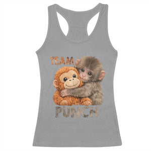 Team Punch Viral Baby Monkey Racerback Tank Top Cute Monkey Hugging Plush Toy Internet Trend Gift TS02 Sport Gray Print Your Wear