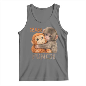 Team Punch Viral Baby Monkey Tank Top Cute Monkey Hugging Plush Toy Internet Trend Gift TS02 Black Heather Print Your Wear