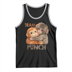 Team Punch Viral Baby Monkey Tank Top Cute Monkey Hugging Plush Toy Internet Trend Gift TS02 Black Athletic Heather Print Your Wear