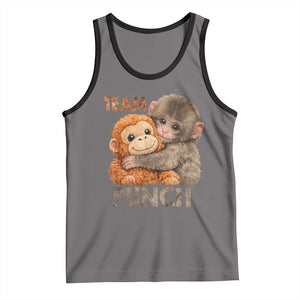 Team Punch Viral Baby Monkey Tank Top Cute Monkey Hugging Plush Toy Internet Trend Gift TS02 Deep Heather Black Print Your Wear