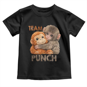 Team Punch Viral Baby Monkey Toddler T Shirt Cute Monkey Hugging Plush Toy Internet Trend Gift TS02 Black Print Your Wear