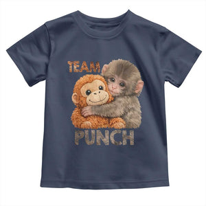 Team Punch Viral Baby Monkey Toddler T Shirt Cute Monkey Hugging Plush Toy Internet Trend Gift TS02 Navy Print Your Wear