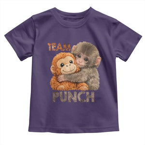 Team Punch Viral Baby Monkey Toddler T Shirt Cute Monkey Hugging Plush Toy Internet Trend Gift TS02 Purple Print Your Wear