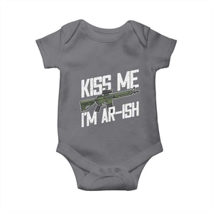 Kiss Me Im ARish Funny St Patricks Day Baby Onesie Tactical Irish Humor for Gun Enthusiasts TS02 Charcoal Print Your Wear