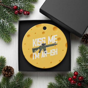 Kiss Me Im ARish Funny St Patricks Day Ceramic Ornament Tactical Irish Humor for Gun Enthusiasts TS02 1pc Yellow Cheese Print Your Wear