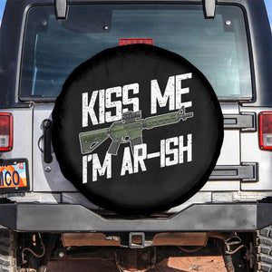 Kiss Me Im ARish Funny St Patricks Day Spare Tire Cover Tactical Irish Humor for Gun Enthusiasts TS02 No hole Black Print Your Wear