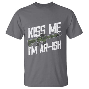 Kiss Me Im ARish Funny St Patricks Day T Shirt Tactical Irish Humor for Gun Enthusiasts TS02 Charcoal Print Your Wear