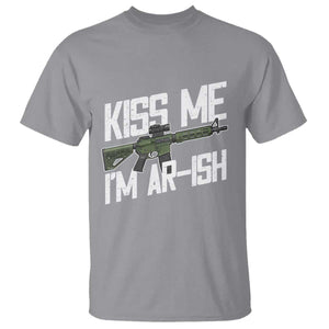Kiss Me Im ARish Funny St Patricks Day T Shirt Tactical Irish Humor for Gun Enthusiasts TS02 Sport Gray Print Your Wear