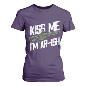 Kiss Me Im ARish Funny St Patricks Day T Shirt For Women Tactical Irish Humor for Gun Enthusiasts TS02 Purple Print Your Wear