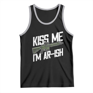 Kiss Me Im ARish Funny St Patricks Day Tank Top Tactical Irish Humor for Gun Enthusiasts TS02 Black Athletic Heather Print Your Wear